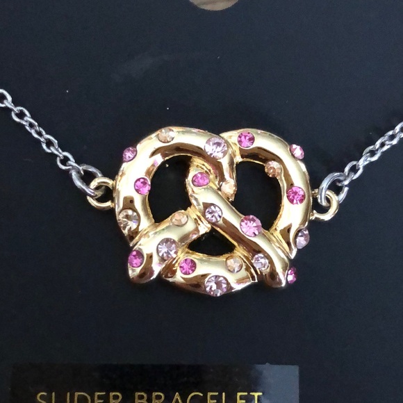 Coach Silver Tone Slider Bracelet Gold Tone Pretzel Charm Crystal Accent NWT - Picture 5 of 14